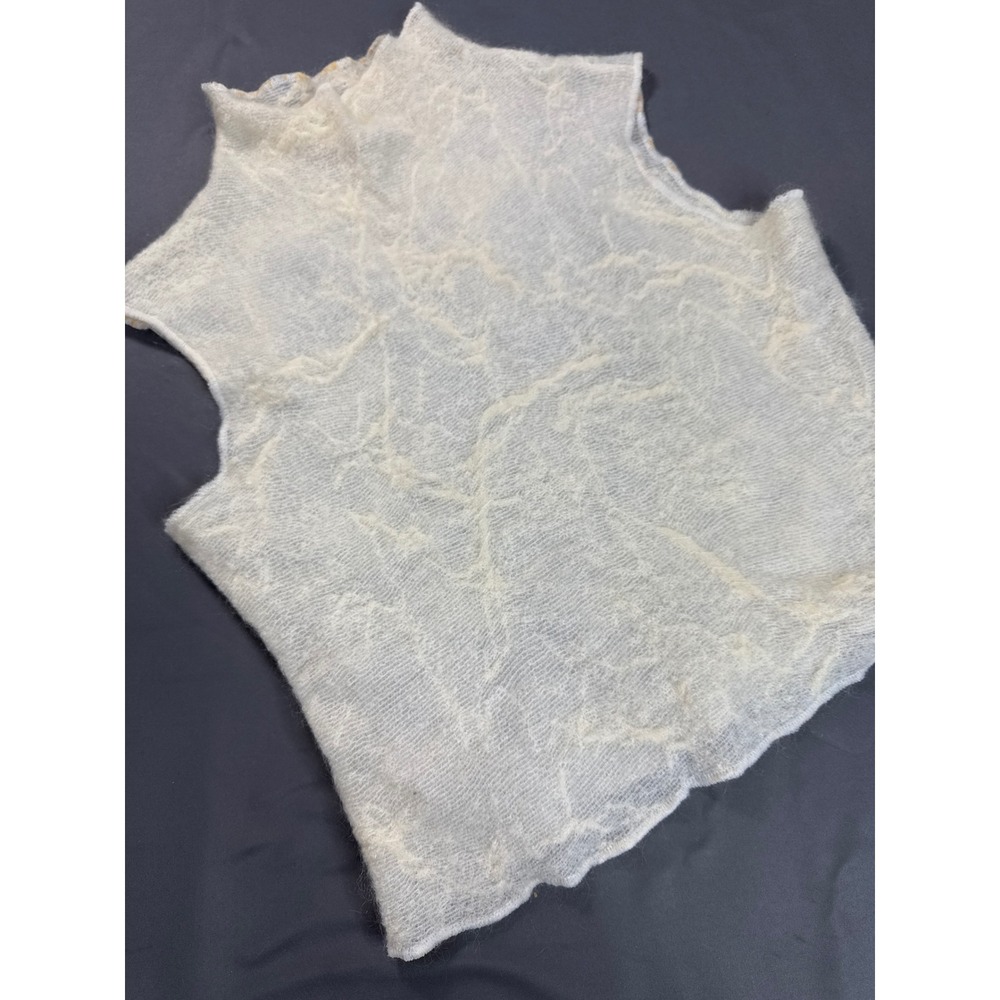 Elie Tahari Mohair Blend Sleeveless Mock Neck Top - Ivory Cream Size L Vintage